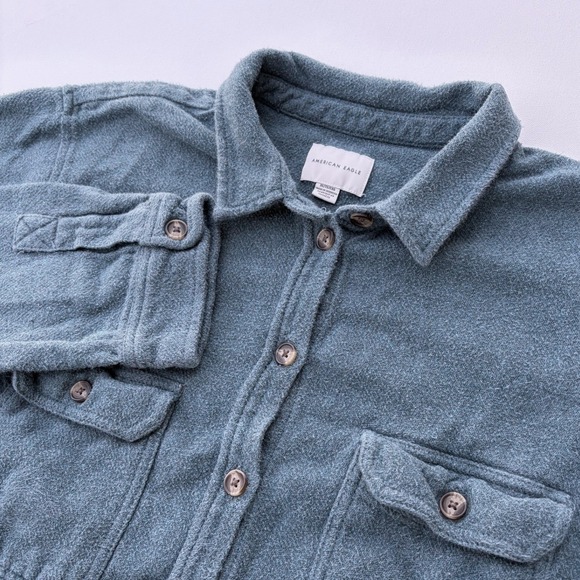American Eagle Outfitters Other - American Eagle Blue Green Shacket Button Up Shirt Long Sleeve Cotton Mens XL